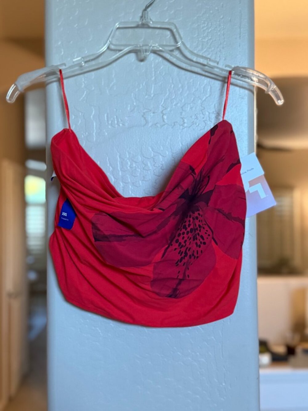 Red Cowl Crop Top Size XXL